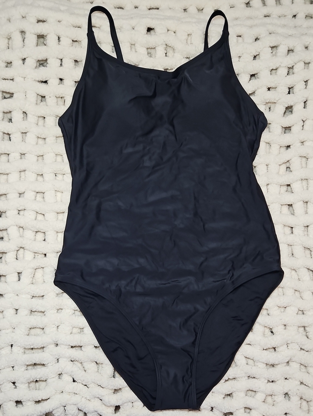 Quince Classic Black One-Piece Swimsuit Women Large New